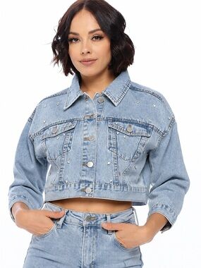 Ci Sono Light Blue Slim Fit Denim Jacket